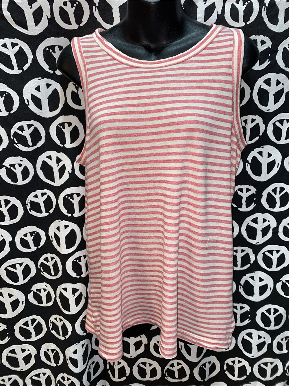 CURRENT ELLIOTT Striped Red/White Sleeveless Scoop Neck Tank SZ 2